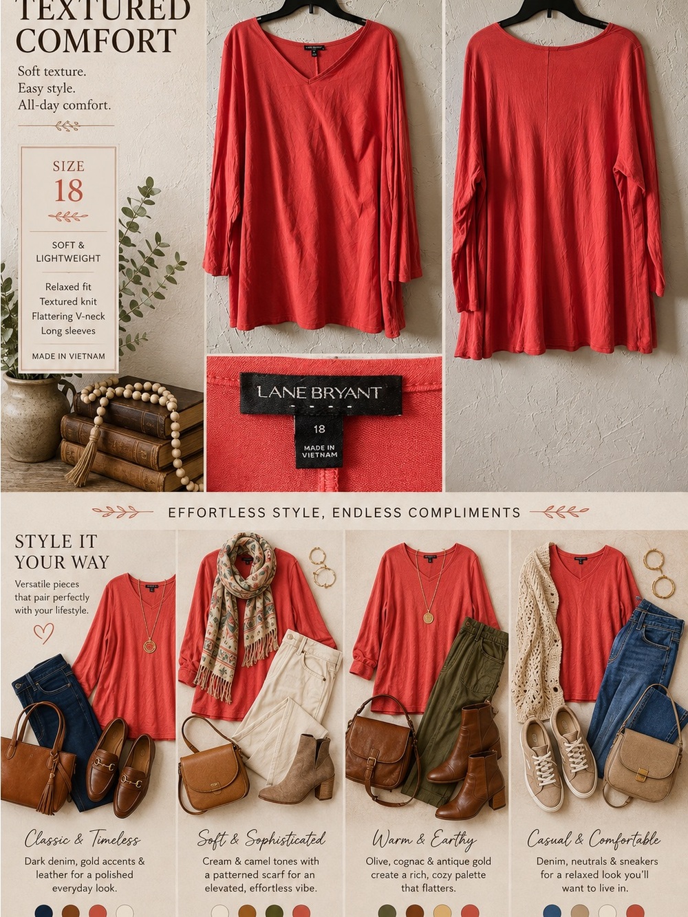 Lane Bryant Red Women's Top